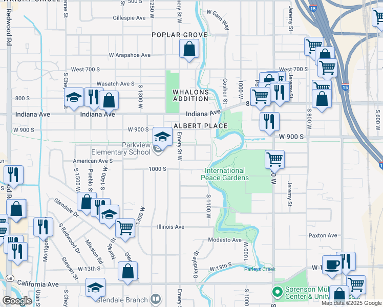 map of restaurants, bars, coffee shops, grocery stores, and more near 1151 Hayes Avenue in Salt Lake City
