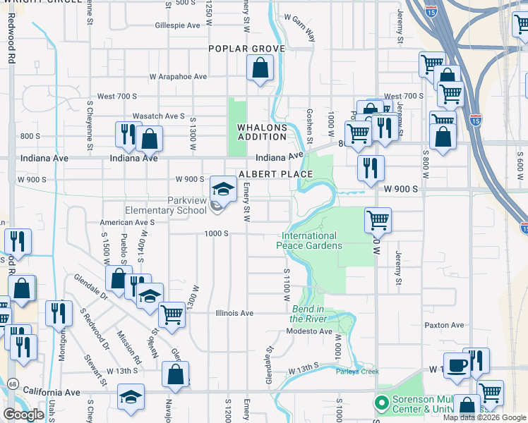 map of restaurants, bars, coffee shops, grocery stores, and more near 1151 Hayes Avenue in Salt Lake City