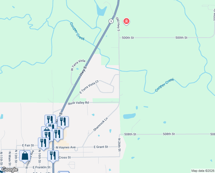 map of restaurants, bars, coffee shops, grocery stores, and more near East Terra Vista Court in Centerville