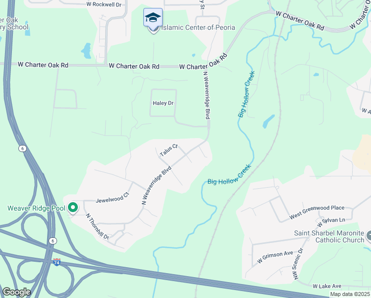 map of restaurants, bars, coffee shops, grocery stores, and more near 4003 Talus Court in Peoria