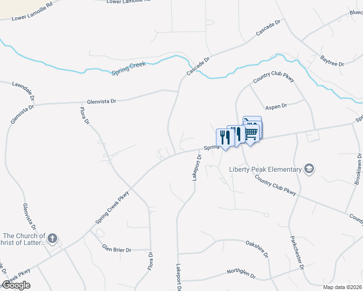 map of restaurants, bars, coffee shops, grocery stores, and more near 232-298 Cascade Drive in Spring Creek