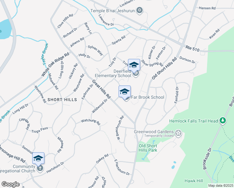 map of restaurants, bars, coffee shops, grocery stores, and more near 12 Tall Pine Lane in Millburn