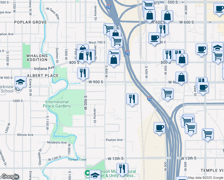 map of restaurants, bars, coffee shops, grocery stores, and more near 920 South 700 West in Salt Lake City