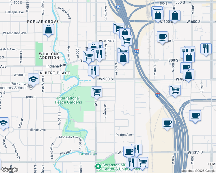 map of restaurants, bars, coffee shops, grocery stores, and more near 834 West Montague Avenue in Salt Lake City