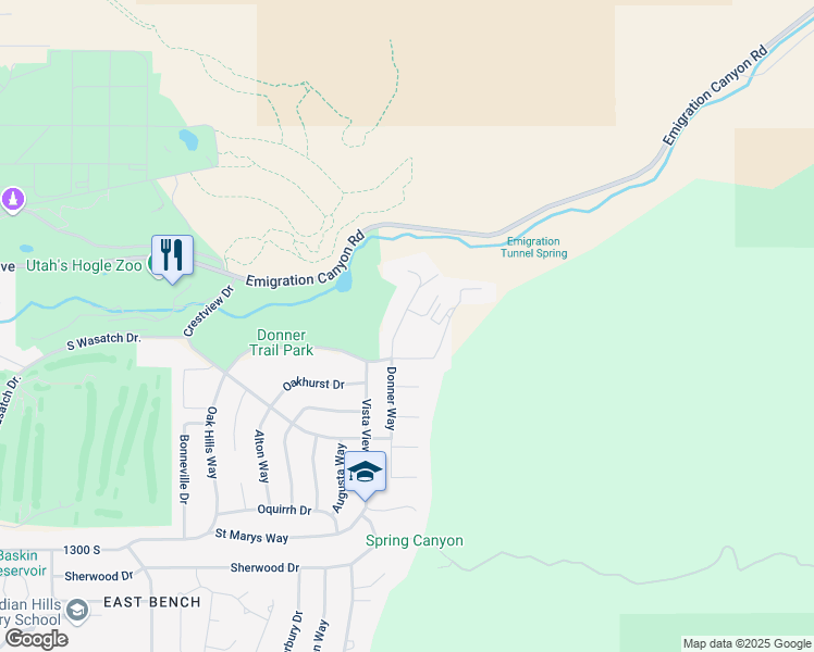 map of restaurants, bars, coffee shops, grocery stores, and more near 925 Donner Way in Salt Lake City