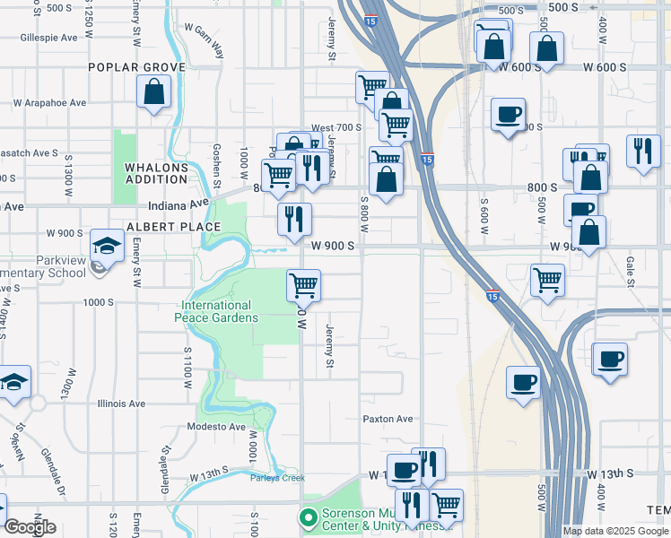 map of restaurants, bars, coffee shops, grocery stores, and more near 834 West Montague Avenue in Salt Lake City