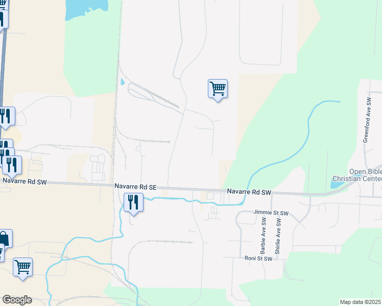 map of restaurants, bars, coffee shops, grocery stores, and more near 4100 Millennium Boulevard Southeast in Massillon