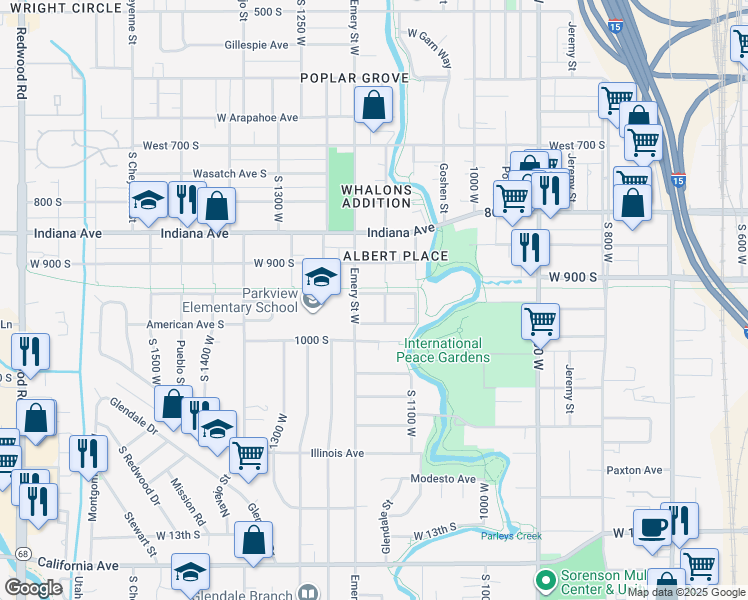 map of restaurants, bars, coffee shops, grocery stores, and more near 1151 Hayes Avenue in Salt Lake City