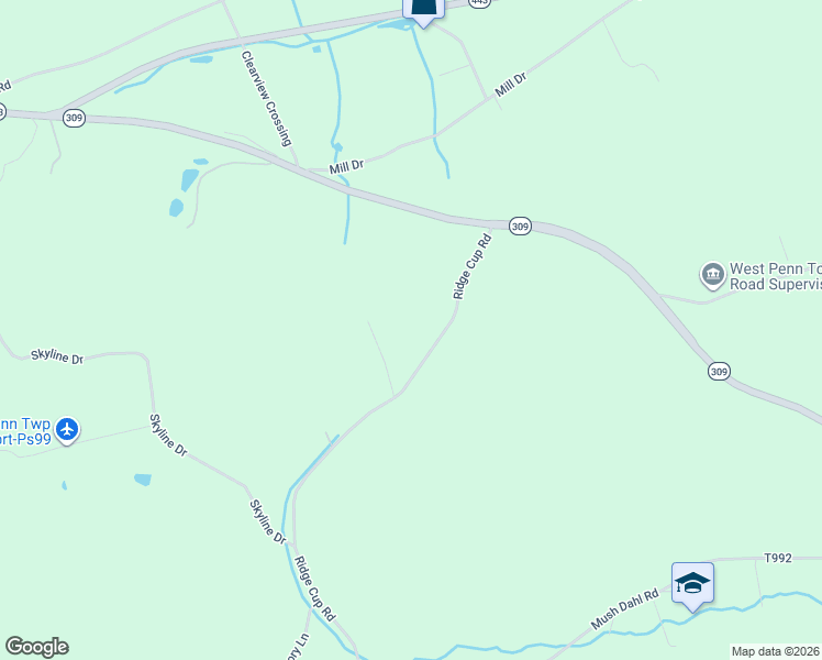 map of restaurants, bars, coffee shops, grocery stores, and more near 185 Ridge Cup Road in New Ringgold