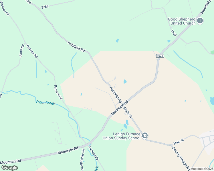 map of restaurants, bars, coffee shops, grocery stores, and more near 8722 Ashfield Road in Slatington