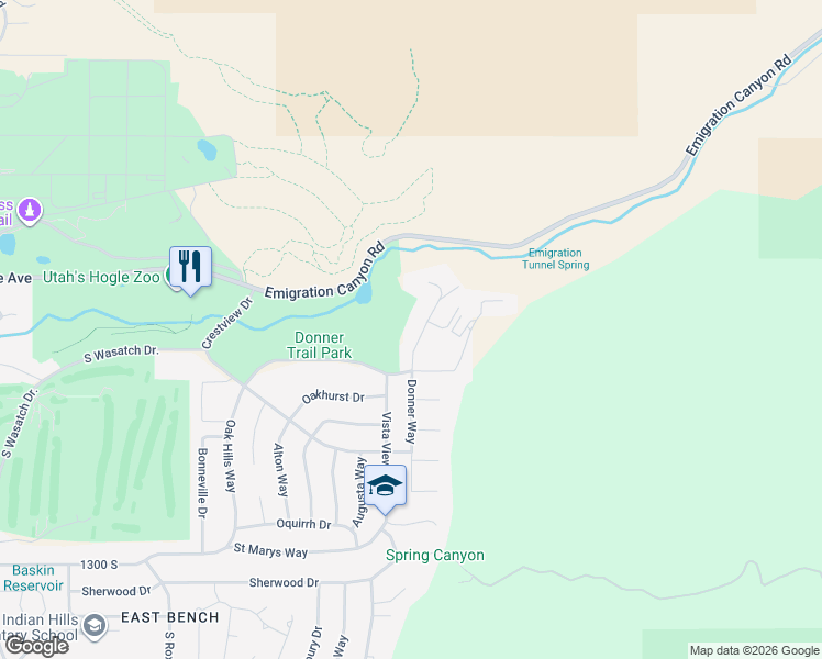 map of restaurants, bars, coffee shops, grocery stores, and more near 910 Donner Way in Salt Lake City