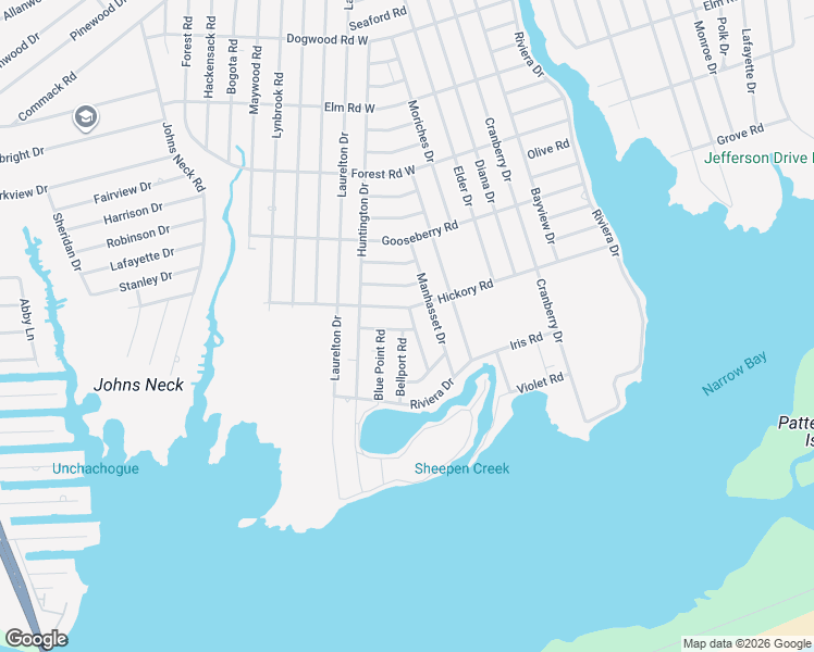 map of restaurants, bars, coffee shops, grocery stores, and more near 29 Blue Point Road in Mastic Beach