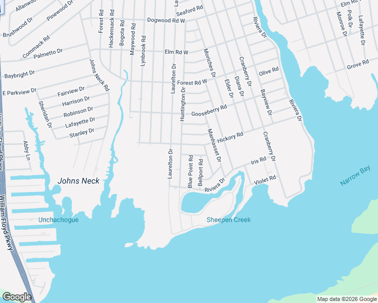 map of restaurants, bars, coffee shops, grocery stores, and more near 29 Blue Point Road in Mastic Beach