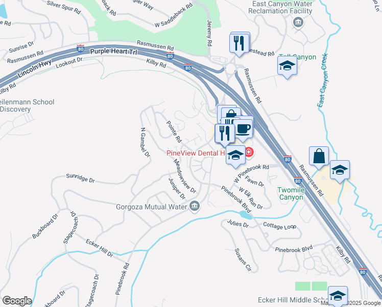 map of restaurants, bars, coffee shops, grocery stores, and more near 8129 Courtyard Loop in Park City