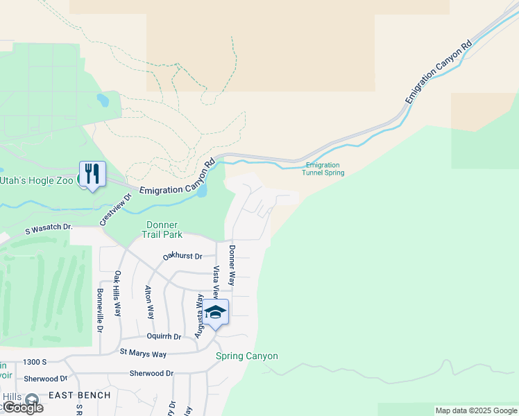map of restaurants, bars, coffee shops, grocery stores, and more near 925 Donner Way in Salt Lake City