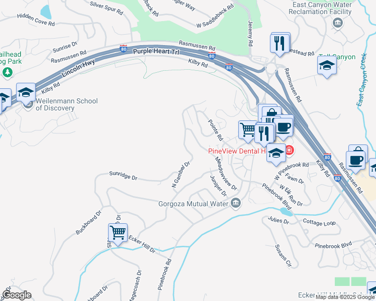 map of restaurants, bars, coffee shops, grocery stores, and more near 8050 North Gambel Drive in Park City