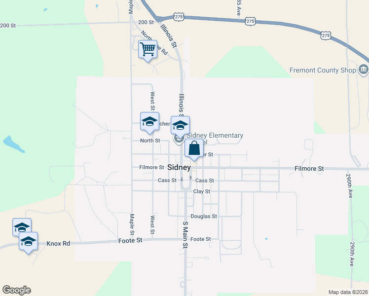 map of restaurants, bars, coffee shops, grocery stores, and more near in Sidney