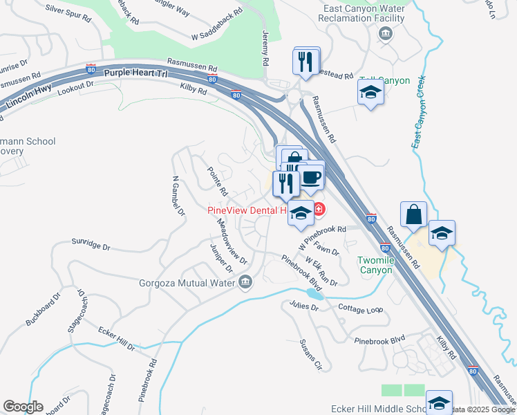 map of restaurants, bars, coffee shops, grocery stores, and more near 8171 Courtyard Loop in Park City