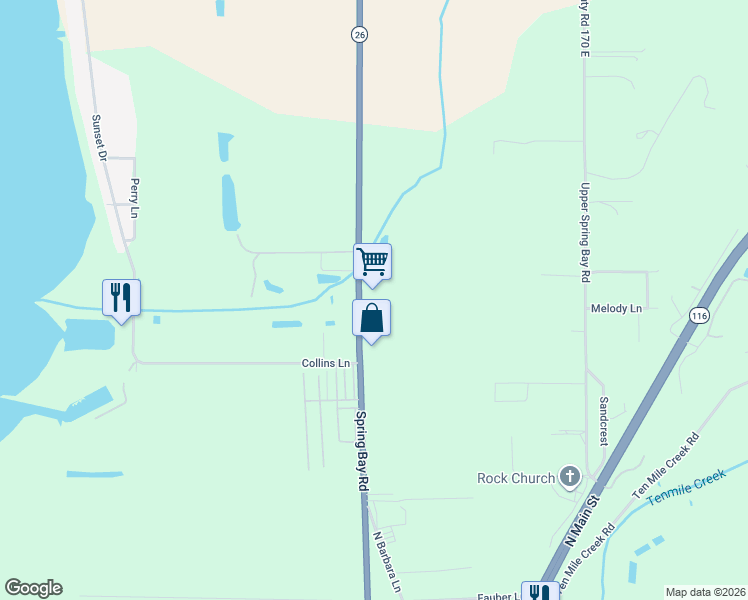 map of restaurants, bars, coffee shops, grocery stores, and more near 1118 Spring Bay Road in East Peoria