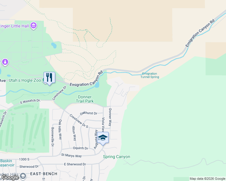 map of restaurants, bars, coffee shops, grocery stores, and more near 925 Donner Way in Salt Lake City