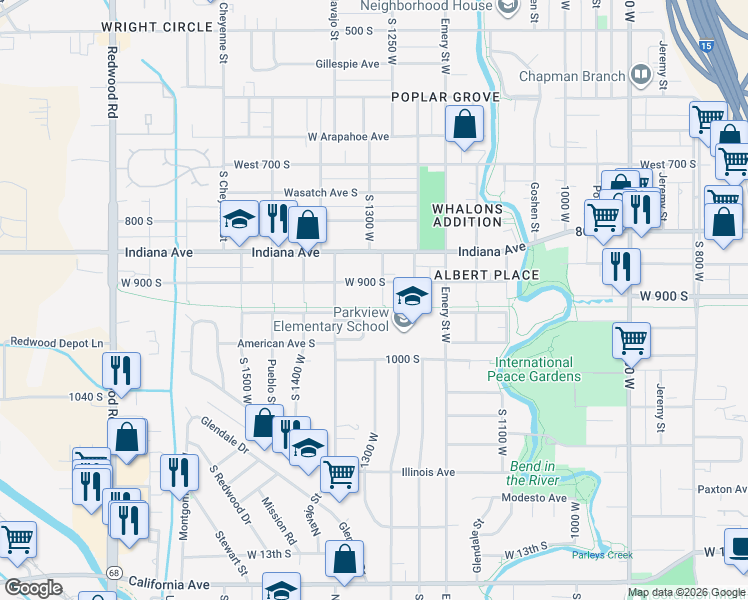 map of restaurants, bars, coffee shops, grocery stores, and more near 1305 Hayes Avenue in Salt Lake City