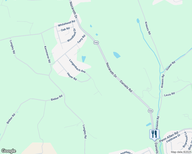 map of restaurants, bars, coffee shops, grocery stores, and more near 140 Longenbach Avenue in Nazareth