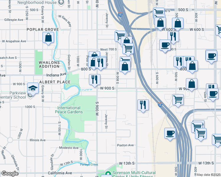 map of restaurants, bars, coffee shops, grocery stores, and more near 828 West 9th South in Salt Lake City