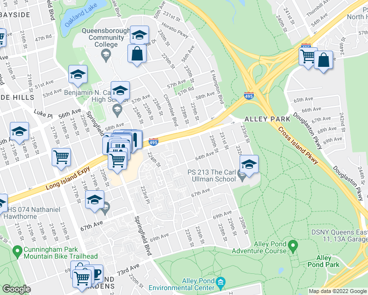 map of restaurants, bars, coffee shops, grocery stores, and more near in Queens