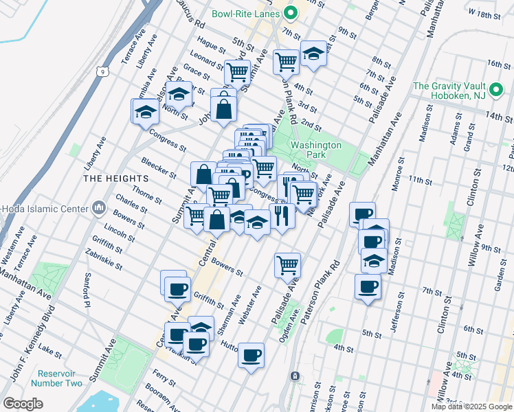 map of restaurants, bars, coffee shops, grocery stores, and more near 231 County Road 667 in Jersey City
