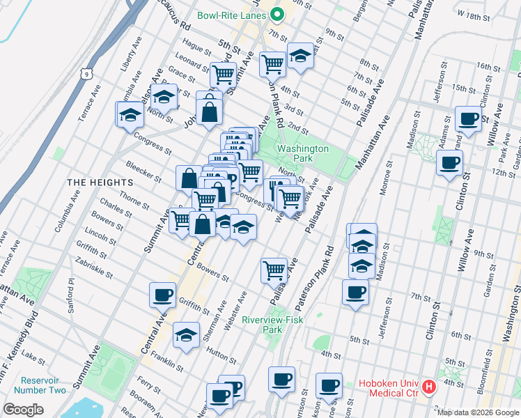 map of restaurants, bars, coffee shops, grocery stores, and more near 231 County Road 667 in Jersey City