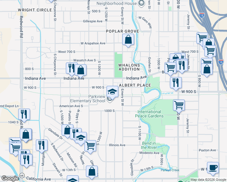 map of restaurants, bars, coffee shops, grocery stores, and more near in Salt Lake City