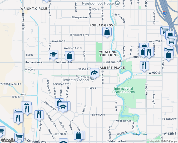 map of restaurants, bars, coffee shops, grocery stores, and more near 909 Concord Street in Salt Lake City