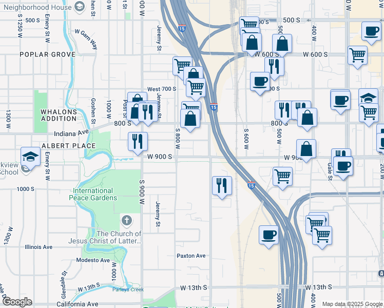 map of restaurants, bars, coffee shops, grocery stores, and more near 746 West 900 South in Salt Lake City