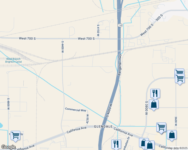 map of restaurants, bars, coffee shops, grocery stores, and more near 4167 West Central Avenue in Salt Lake City