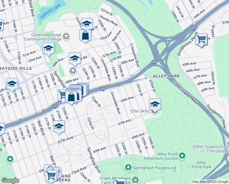 map of restaurants, bars, coffee shops, grocery stores, and more near in Queens