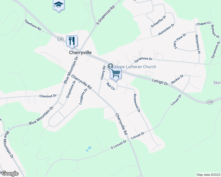 map of restaurants, bars, coffee shops, grocery stores, and more near 4122 Beil Circle in Northampton