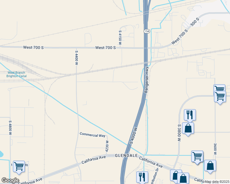map of restaurants, bars, coffee shops, grocery stores, and more near 4167 West 850 South in Salt Lake City