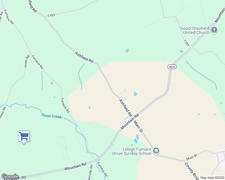 map of restaurants, bars, coffee shops, grocery stores, and more near 8761 Ashfield Road in Slatington