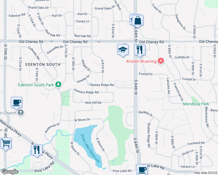map of restaurants, bars, coffee shops, grocery stores, and more near 6150 South 81st Street in Lincoln