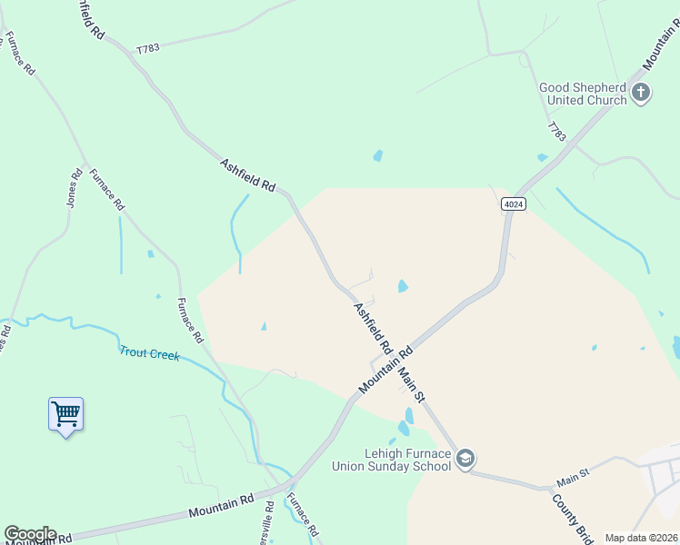 map of restaurants, bars, coffee shops, grocery stores, and more near 8761 Ashfield Road in Slatington