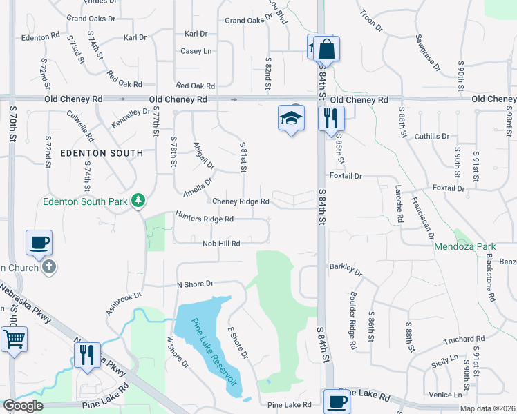 map of restaurants, bars, coffee shops, grocery stores, and more near 6150 South 81st Street in Lincoln