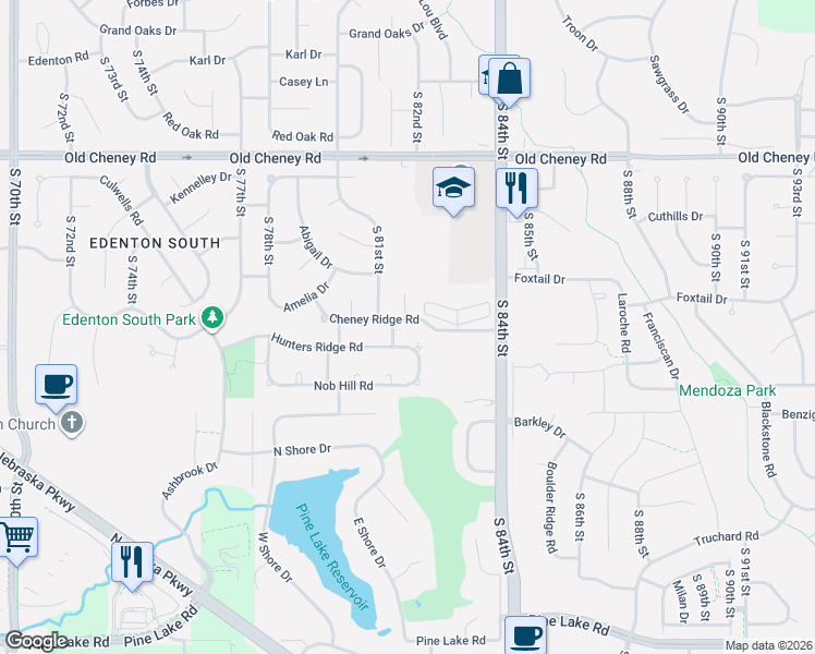 map of restaurants, bars, coffee shops, grocery stores, and more near 6150 South 81st Street in Lincoln