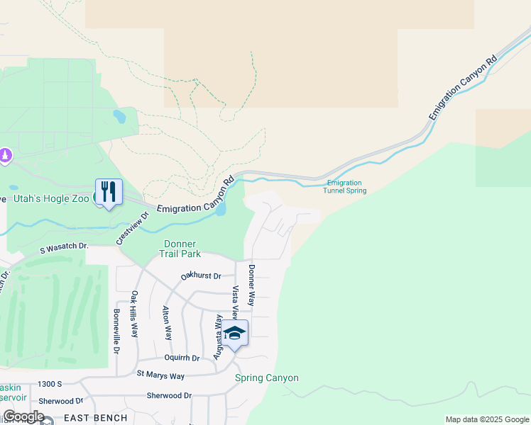 map of restaurants, bars, coffee shops, grocery stores, and more near 900 Donner Way in Salt Lake City