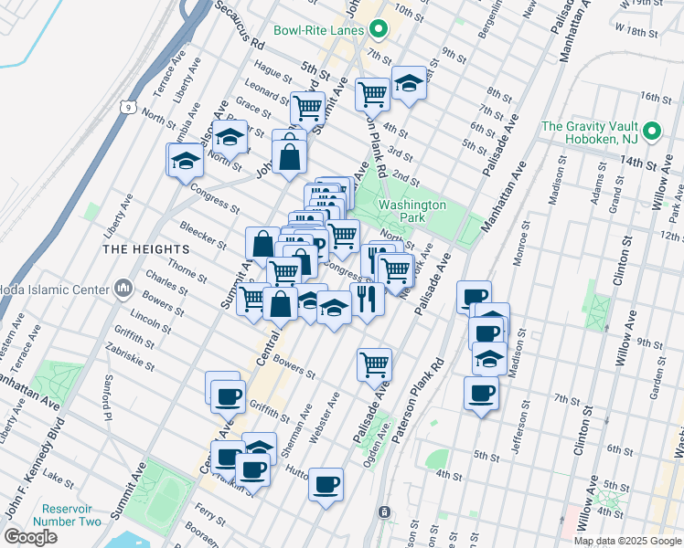 map of restaurants, bars, coffee shops, grocery stores, and more near 231 County Road 667 in Jersey City