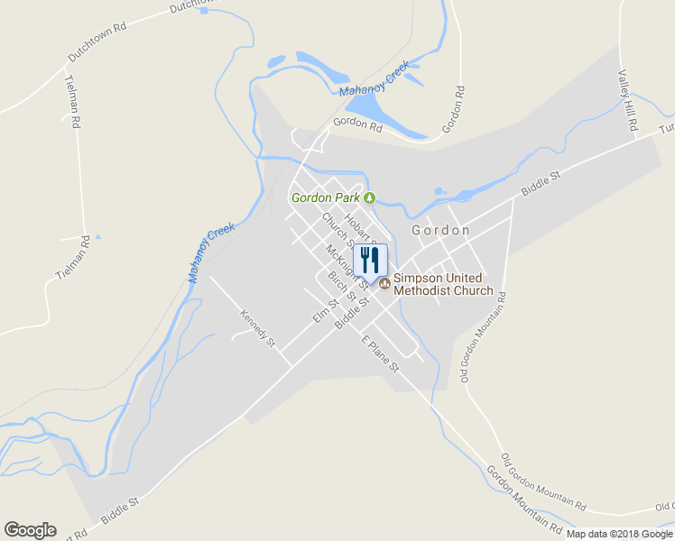 map of restaurants, bars, coffee shops, grocery stores, and more near 319 McKnight Street in Gordon