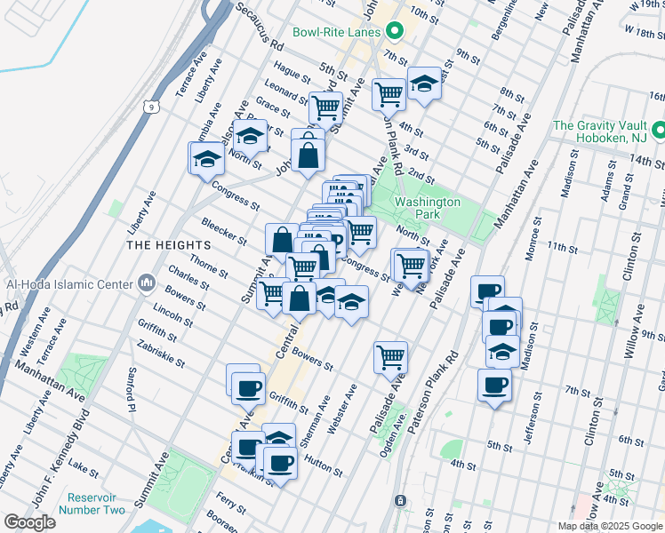 map of restaurants, bars, coffee shops, grocery stores, and more near 464 County Road 663 in Jersey City