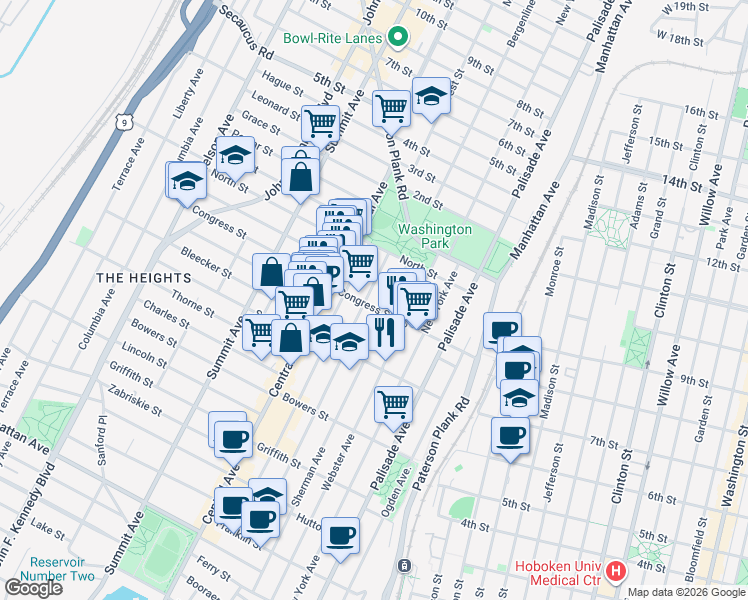 map of restaurants, bars, coffee shops, grocery stores, and more near 231 County Road 667 in Jersey City