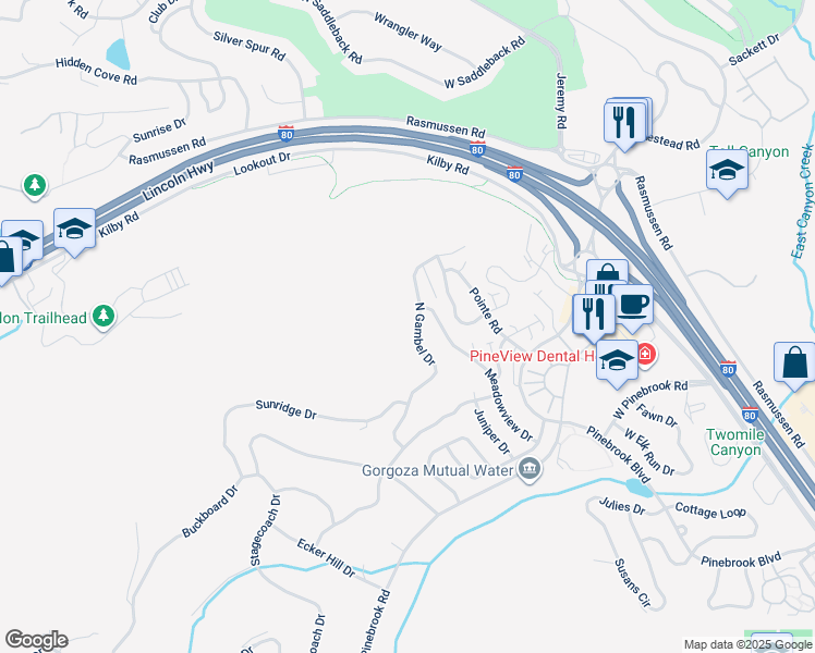 map of restaurants, bars, coffee shops, grocery stores, and more near 8430 Gambel Drive in Park City