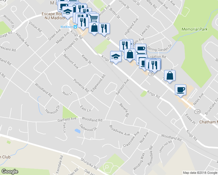 map of restaurants, bars, coffee shops, grocery stores, and more near 34 Albright Circle in Madison