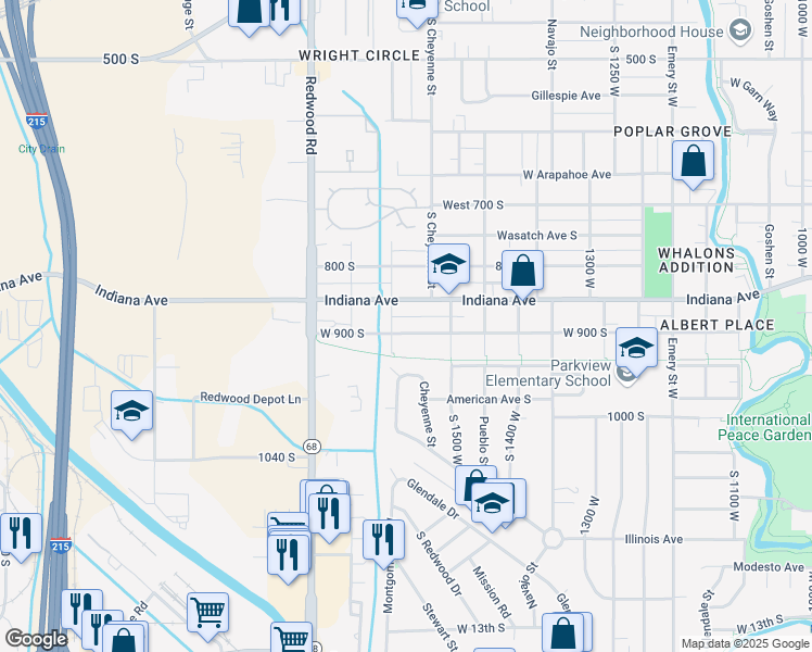 map of restaurants, bars, coffee shops, grocery stores, and more near 1560 West 900 South in Salt Lake City